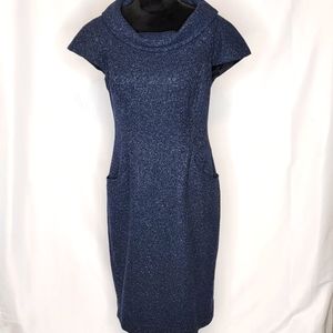 Lafayette 148 New York Wool Blend Fitted Bodice‎ Dress Cowl Neck Size 10. #0197
